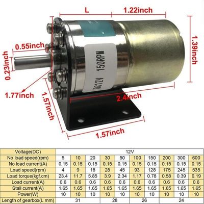 37mm Διαμετρήματος κιβώτιο ταχυτήτων Μεγάλη μείωση ροπής κινητήρα ανθεκτικό για μεγάλο χρονικό διάστημα 12V 150rpm