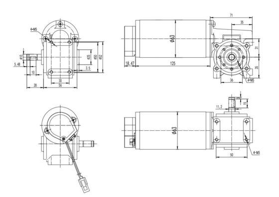 Μεγάλη ροπή 63 mm Worm Gear Brushed DC Motor για εφαρμογές βαριάς χρήσης