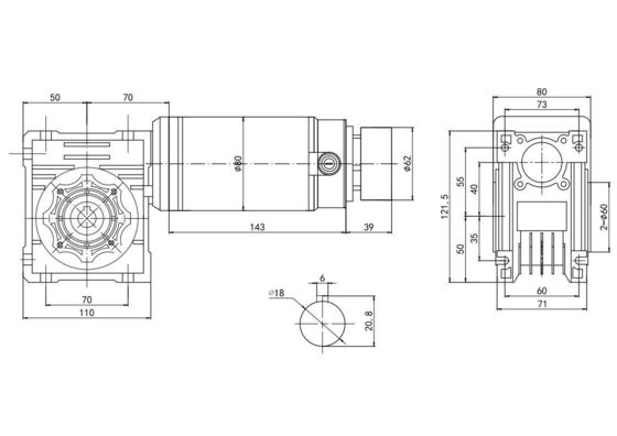 80mm 250W/300W υψηλής ροπής Worm Gear Ηλεκτρικός κινητήρας συνεχούς ρεύματος 12V 24V για μηχανή δεξιάς γωνίας
