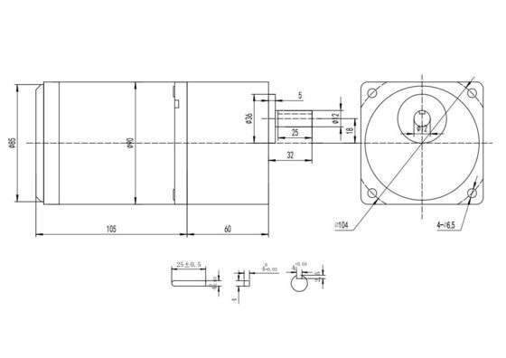 Ρυθμίσιμη ταχύτητα 60mm 24v 5w Εύκολη στη λειτουργία βούρτσισμένος κινητήρας συνεχούς ρεύματος YLP 80BL-154-3