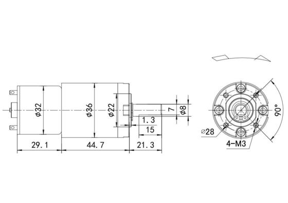 36mm 7,8W 12V 24V Πλανητικό Γεράκι DC Ηλεκτρικός Μηχανής με υψηλή ροπή και σφαιρικό ρουλέν