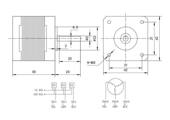 24v 40W Brushless Motor Επαγγελματική Μηχανή 3000rpm Ηλεκτρικός κινητήρας πεζοδρόμου συνεχούς ρεύματος