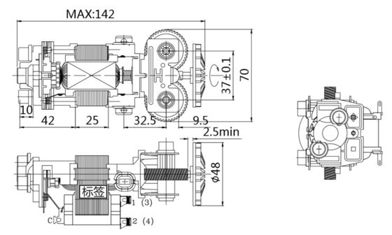 Μεγάλη ροπή 830 στροφές ανά λεπτό 55mm 110v 220v 30W 50/60Hz AC ηλεκτρικός κινητήρας για επαγγελματίες