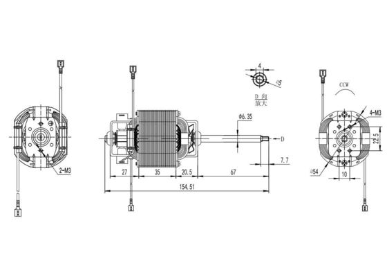 110v 220v AC Οικουμενικός ηλεκτρικός κινητήρας για διάδρομο 300w 11000rpm 12000rpm 54mm 50/60Hz