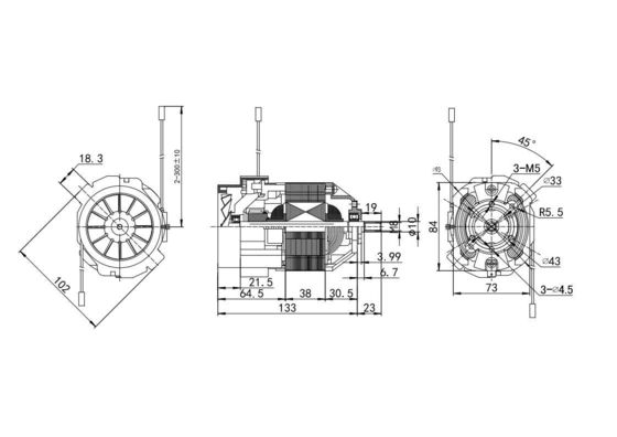 220w 230v AC Universal Motor 93mm Treadmill Motor με μη επαγωγικό συγχρονισμένο κινητήρα